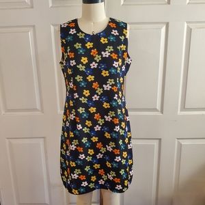 90s Vinatge Fit and Flare Mini Dress, Size L, Multi Color Floral